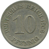 10 PFENNIG 1906 E ALEMANIA Moneda GERMANY #AE464.E.A - 10 Pfennig