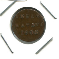 1808 BATAVIA VOC 1/2 DUIT NETHERLANDS INDIES Koloniale Münze #VOC2094.10.U.A - Niederländisch-Indien