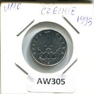 1 KORUNA 1993 CZECH REPUBLIC Coin #AW305.U.A - Czech Republic