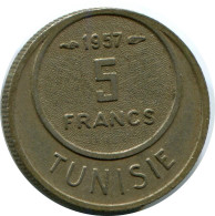 5 FRANCS 1957 TUNISIE TUNISIA Pièce #AP448.F.A - Túnez