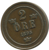 2 ORE 1895 SCHWEDEN SWEDEN Münze #AC949.2.D.A - Schweden