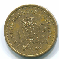 1 GULDEN 1990 NIEDERLÄNDISCHE ANTILLEN Aureate Steel Koloniale Münze #S12114.D.A - Antilles Néerlandaises