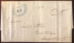 Etats-Unis, Lettre De La Nouvelle Orléans 12.12.1836 Pour Cambridge MASS. + Taxe 35 - (B1395) - Marcofilie