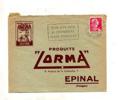 Lettre Flamme Nancy Place Stanislas Entete Illustré Levure Lorma - Mechanical Postmarks (Advertisement)