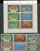 Bulgaria:Unused Stamps Serie And Block Dinosaurs, 1989, MNH - Prehistorics