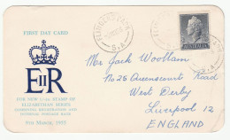 1953  AUSTRALIA FDC CARD  Stamps 1/-' 1/2d  Findlers Park To GB Cover - Sobre Primer Día (FDC)