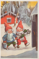 WEIHNACHTSMANN SANTA CLAUS Neujahr Weihnachten GNOME Vintage Ansichtskarte Postkarte CPSM #PBL622.A - Santa Claus