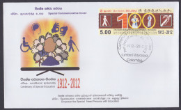 Sri Lanka Ceylon 2012 Special Cover Special Education, Deaf & Blind, Special Need Persons - Sri Lanka (Ceilán) (1948-...)