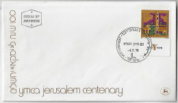Israel 1978 FDC First Day Cover Centenary Of YMCA Jerusalém Young Men's Christian Association With Tab - FDC