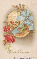 EASTER FLOWERS EGG Vintage Postcard CPA #PKE176.A - Pâques