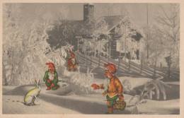 PÈRE NOËL Bonne Année Noël GNOME Vintage Carte Postale CPA #PKE024.A - Santa Claus