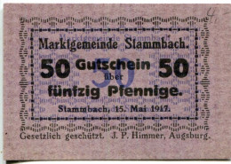 50 PFENNIG 1917 Stadt STAMMBACH Bavaria DEUTSCHLAND Notgeld Papiergeld Banknote #PL624 - [11] Emissioni Locali