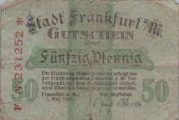 50 PFENNIG 1917 Stadt FRANKFURT AM MAIN Hesse-Nassau DEUTSCHLAND Notgeld #PG483 - [11] Emissioni Locali