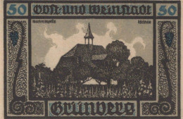 50 PFENNIG 1914-1924 Stadt GRÜNBERG Niedrigeren Silesia UNC DEUTSCHLAND Notgeld #PD062 - Lokale Ausgaben