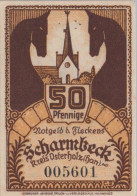 50 PFENNIG 1920 Stadt SCHARMBECK Hanover UNC DEUTSCHLAND Notgeld Banknote #PH841 - Lokale Ausgaben