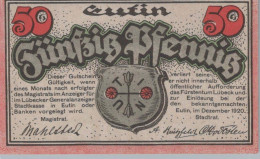 50 PFENNIG 1920 Stadt EUTIN Oldenburg UNC DEUTSCHLAND Notgeld Banknote #PB398 - [11] Local Banknote Issues