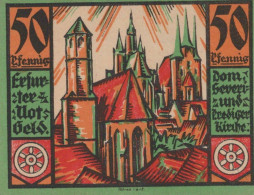 50 PFENNIG 1920 Stadt ERFURT Saxony UNC DEUTSCHLAND Notgeld Banknote #PB295 - [11] Local Banknote Issues
