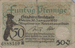 50 PFENNIG 1920 Stadt BERLIN DEUTSCHLAND Notgeld Banknote #PG480 - [11] Local Banknote Issues
