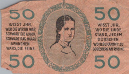 50 PFENNIG 1920 Stadt BAD GODESBERG Rhine DEUTSCHLAND Notgeld Banknote #PG428 - [11] Local Banknote Issues