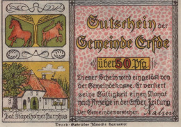 50 PFENNIG 1921 Stadt ERFDE Schleswig-Holstein UNC DEUTSCHLAND Notgeld #PB275 - [11] Emissioni Locali