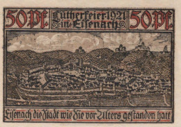 50 PFENNIG 1921 Stadt EISENACH Thuringia UNC DEUTSCHLAND Notgeld Banknote #PB123 - [11] Emissions Locales