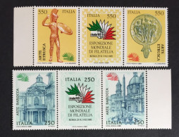 1984 -85 - Italia - Roma - Esposizione Mondiale Di Filatelia - Coppia Trittico - 1981-90:  Nuevos