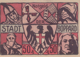 50 PFENNIG 1921 Stadt BOPPARD Rhine UNC DEUTSCHLAND Notgeld Banknote #PA260 - [11] Emissioni Locali