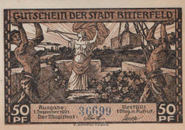 50 PFENNIG 1921 Stadt BITTERFELD Saxony DEUTSCHLAND Notgeld Banknote #PF596 - [11] Emissioni Locali