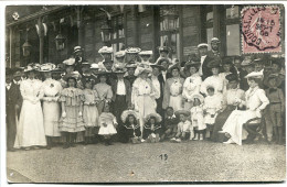 PHOTO Carte Cachet Ambulant COURSEULLES à CAEN 09 / 1905 * Groupe Femmes Enfants Grande élégance Chapeaux Superbes - Courseulles-sur-Mer