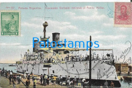 228392 ARGENTINA BUENOS AIRES PUERTO MILITAR SHIP BARCO ACORAZADO GARIBALDI ARMADA CIRCULATED TO URUGUAY POSTAL POSTCARD - Argentine