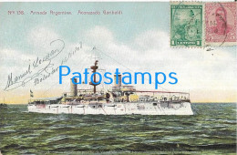 228393 ARGENTINA SHIP BARCO ACORAZADO GARIBALDI ARMADA CIRCULATED TO URUGUAY POSTAL POSTCARD - Argentinië