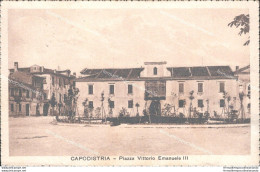 Aq358 Cartolina Capodistria Piazza Vittorio Emanuele III 1927 Slovenia - Altri & Non Classificati