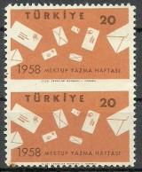 Turkey; 1958 Letter Writing Week ERROR "Partially Imperf." - Ungebraucht
