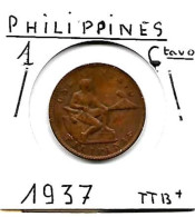 PHILIPPINES Commonwealth  1 Centavo  Hammer  KM179 1937  TTB - Filippine