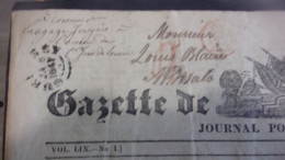GUERNSEY 1847 RARE LA GAZETTE DE GUERNESEY SAMEDI 2 JANVIER 1847 JOURNAL POLITIQUE ET LITTERAIRE JERSEY CACHET POSTAL - Historische Documenten
