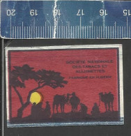 SUNSET WITH CARAVAN & CAMELS (YELLOW SUN) - OLD MATCHBOX LABEL ALGERIA - Matchbox Labels