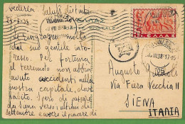 Ad0894 - GREECE - Postal History -  POSTCARD To ITALY 1938 - Covers & Documents