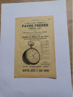 Ancienne Publicité Horlogerie FAVRE FRERES CORMORET SUISSE 1914 - Zwitserland