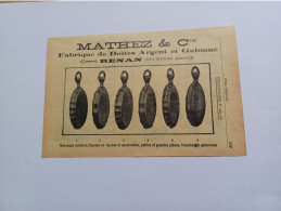 Ancienne Publicité Horlogerie MAHEZ ET CIE RENAN JURA BERNOIS SUISSE 1914 - Suisse