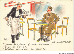 CAR-AAUP13-0920 - ILLUSTRATEUR - Un Malentendu - Garcon - Deux Demis - Jattends Une Dame - Brune Ou Blonde - Other & Unclassified