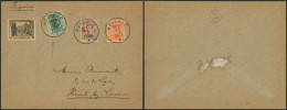 N°135, 151 Et E5 Sur Lettre Imprimée De Héverlé > Héverlé + TX12A Surchargé. - 1915-1920 Alberto I