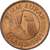 Islande, 5 Aurar, 1981, Bronze, SUP, KM:24 - IJsland