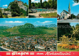 73269421 Singen Hohentwiel Ruine Schwimmbad Kirche Fliegeraufnahme Singen Hohent - Singen A. Hohentwiel