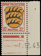 Französische Zone Allgemeine Ausgabe, 1945, 8 Bx Br U, Postfrisch - Sonstige & Ohne Zuordnung