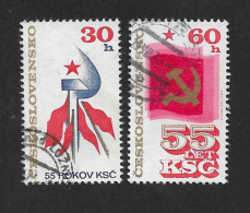Czechoslovakia 1976 ⊙ Mi 2321-2322 Sc 2068-2069 KSC. Czechoslovak Communist Party. Tschechoslowakei - Oblitérés