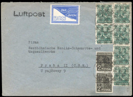 Bizone Flugpost-Zulassungsmarke, 1948, 36 I (2), 42 II (6) + FZ ... - Sonstige & Ohne Zuordnung