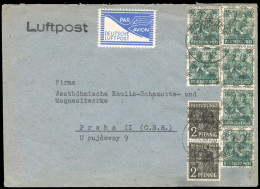 Bizone Flugpost-Zulassungsmarke, 1948, 36 I (2), 42 II (6) + FZ ... - Andere & Zonder Classificatie