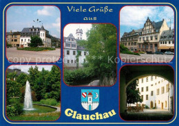 73269349 Glauchau Teilansichten Innenstadt Springbrunnen Wappen Glauchau - Glauchau