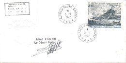 TAAF LETTRE DE ALFRED FAURE 1977 - Briefe U. Dokumente