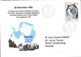 TAAF LETTRE DE DUMONT D'URVILLE 2000 - Storia Postale